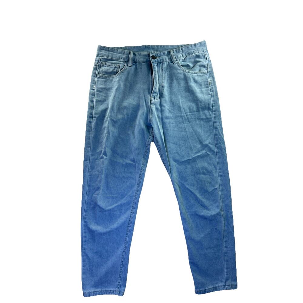 Jeans Relaxed Fit Mens Light Wash Stretch Denim Size Large